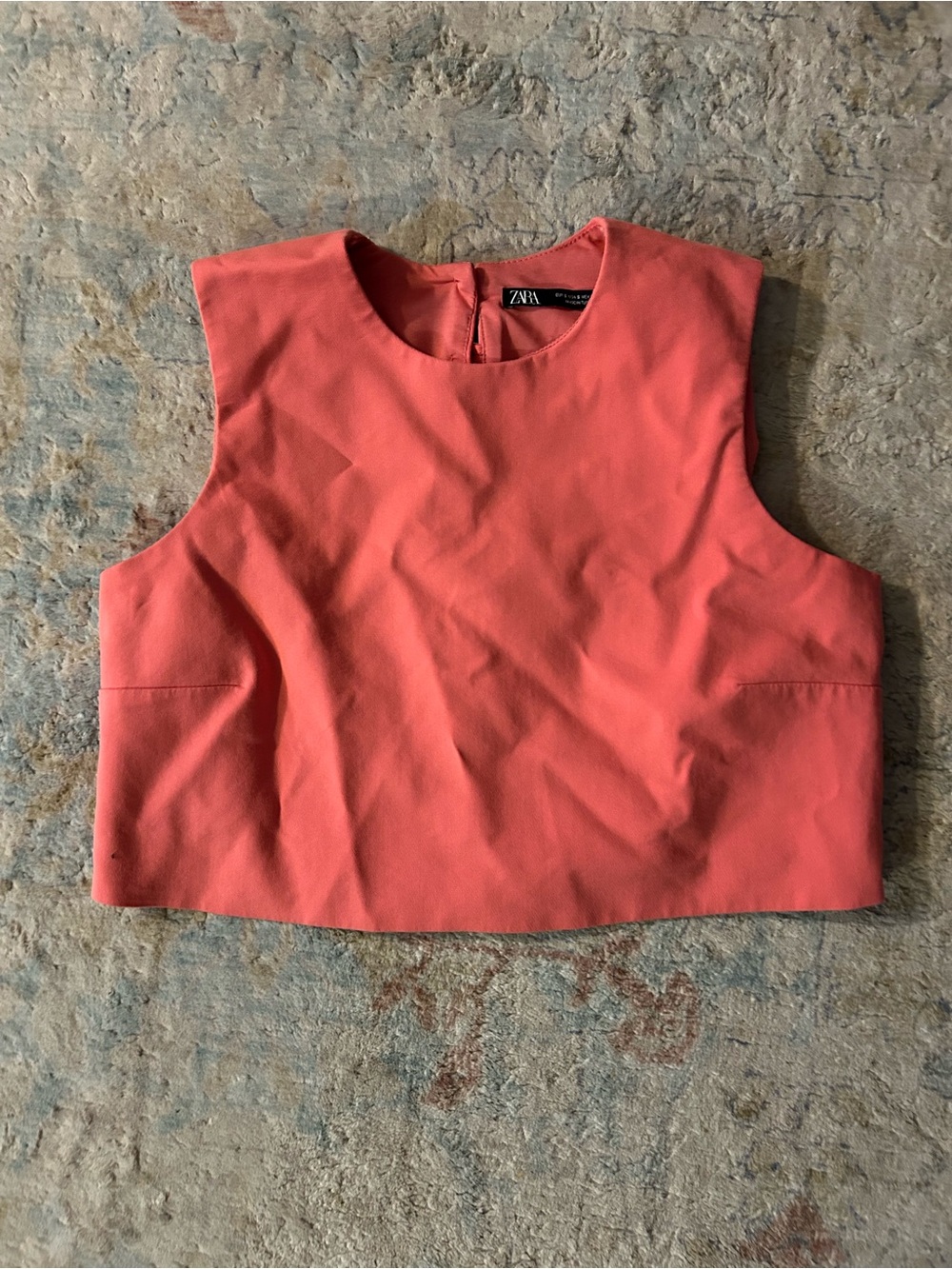Zara Coral Boxy Sleeveless Crop Top